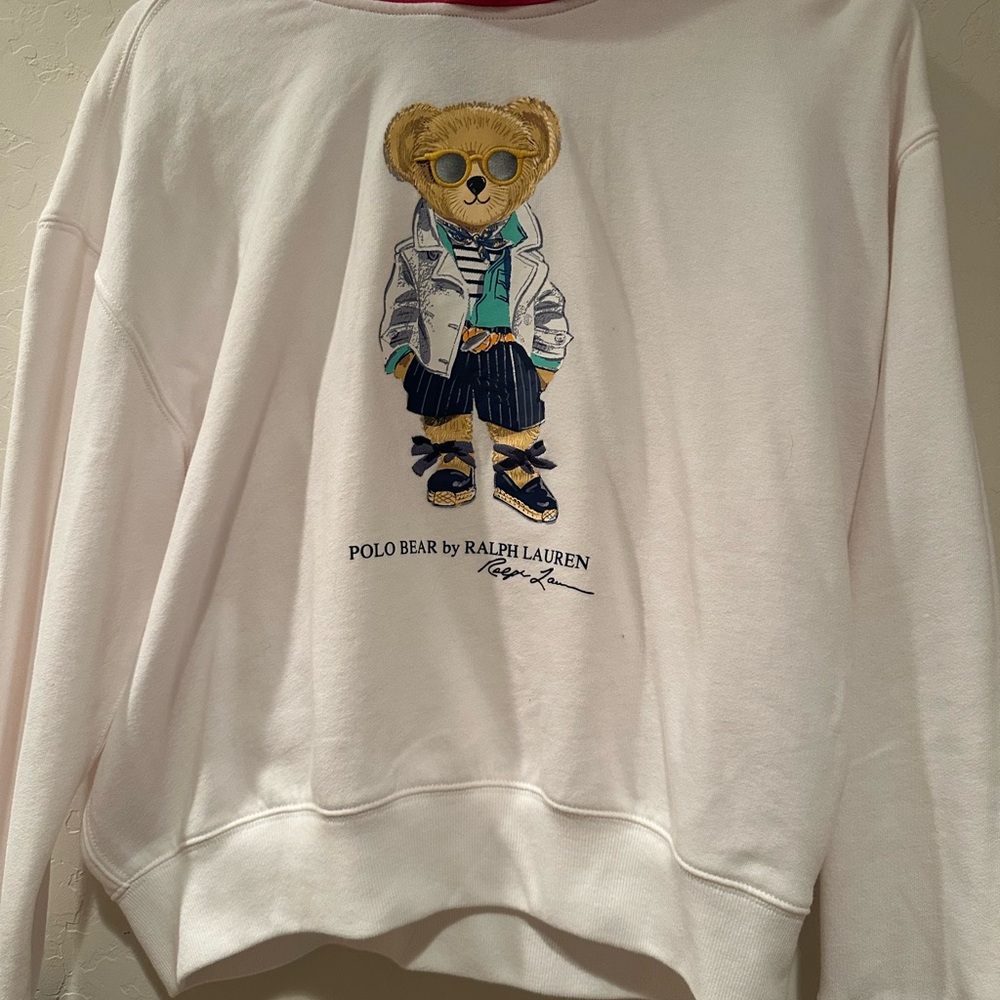 Ralph Lauren White Kids Sweatshirt with Polo Bear